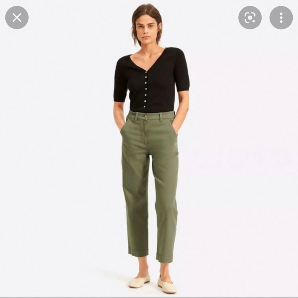 Green Everlane Straight Leg Crop Pants - short